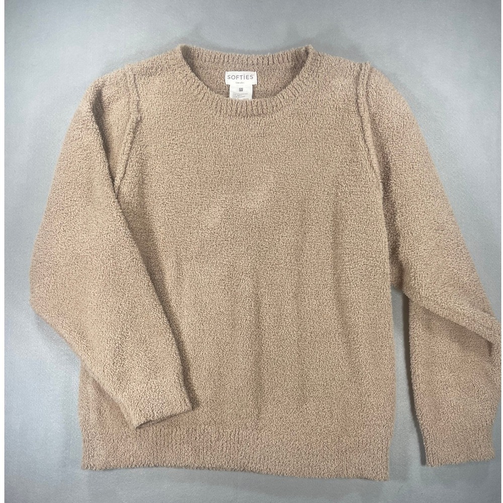 Softies Marshmallow Crew Neck Lounge Sweater Tan Beige Pullover S - Picture 1 of 7
